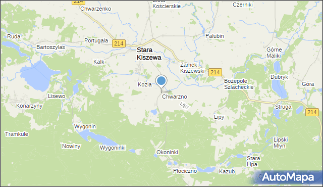 mapa Chwarzno, Chwarzno na mapie Targeo